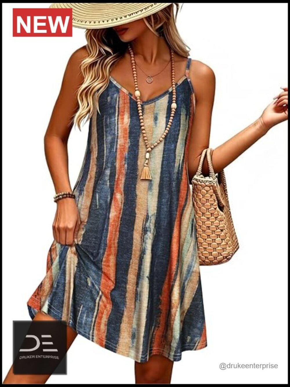 Spaghetti Strap Sundress with Pockets Casual Beach Cover Up